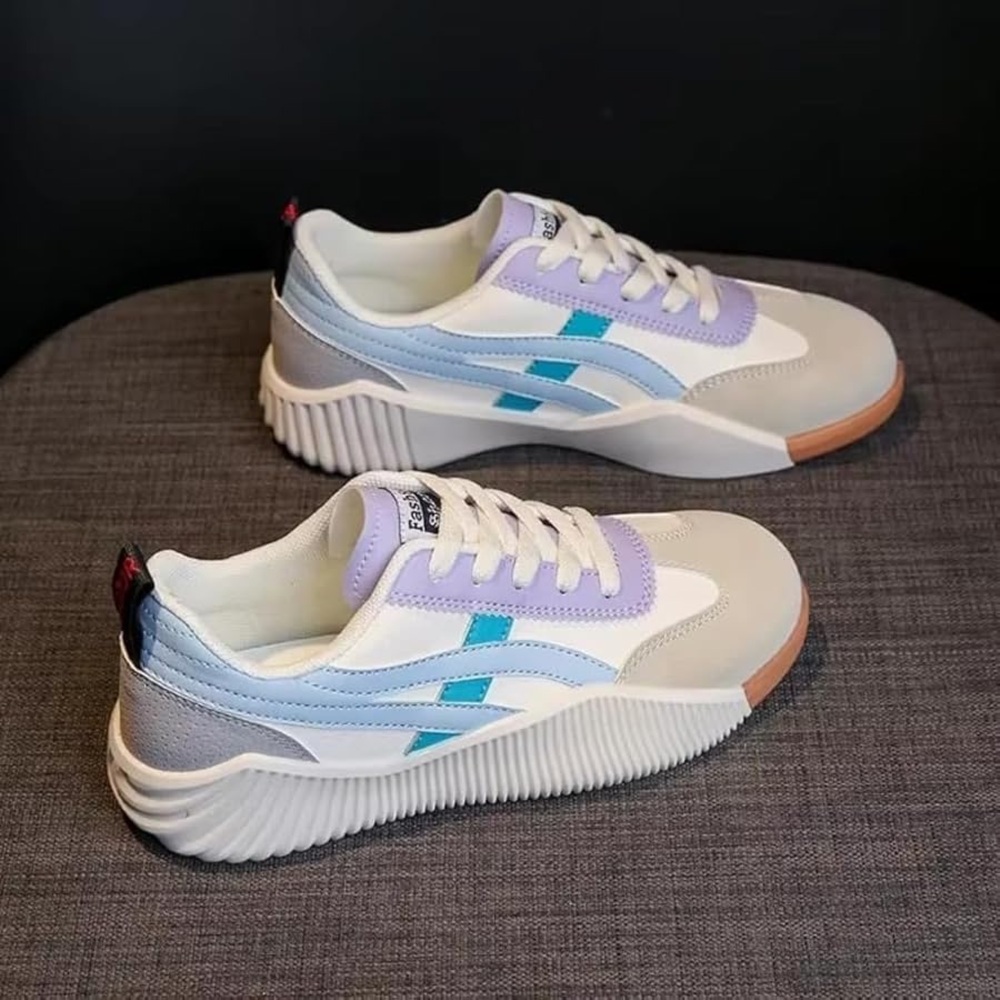 Women's Athletic Sneakers in White, Purple, and Blue